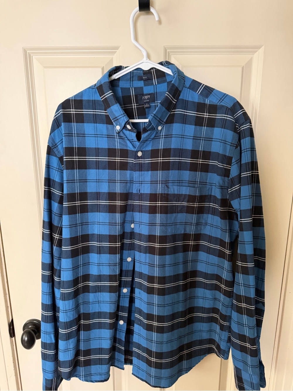 J. Crew Blue and Black Plaid Button-Down Shirt